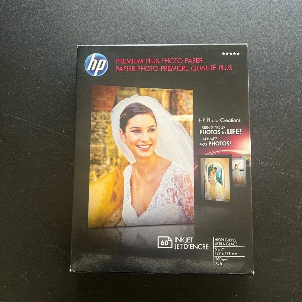 HP Premium Plus Photo Paper Glossy Instant Dry 5x7 60 Sheets for Inkjet Printers